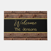 Paillasson Rustique Brown Patiné Faux Wood Welcome (Devant)
