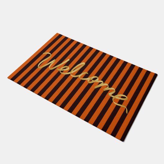 Paillasson Rustique Burtic Orange and Black Stripes Automne (Incliné)