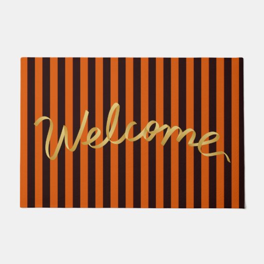 Paillasson Rustique Burtic Orange and Black Stripes Automne (Devant)