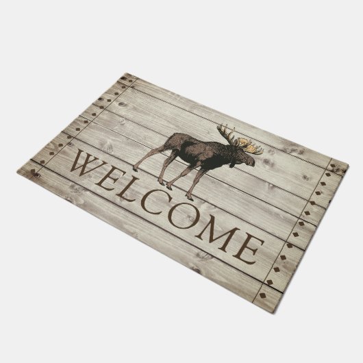 Paillasson Rustique Clou Bord En Bois Marcher Moose Accueil (Incliné)