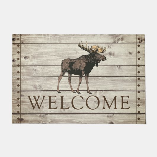 Paillasson Rustique Clou Bord En Bois Marcher Moose Accueil (Devant)