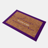 Paillasson Rustique Coir Purple Accueil Nom de famille (Incliné)