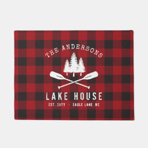 Paillasson Rustique Country Lake House Tree Red Buffalo Plaid