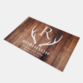 Paillasson Rustique Moderne Monogramme Cerf Antlers Planiers  (Incliné)