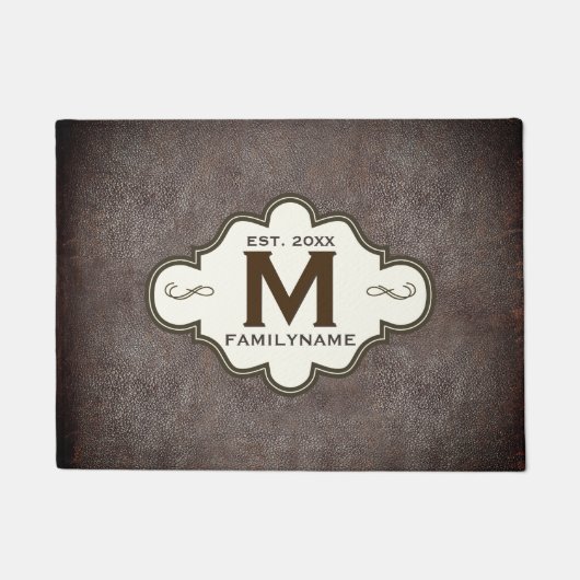 Paillasson Rustique Pays Cuir Occidental Look Monogramme (Devant)