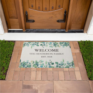 Paillasson Sage et eucalyptus Luxe calme Bienvenue Famille