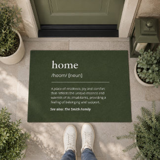 Paillasson Sage Green Olive Nom de Famille Typographie Minima