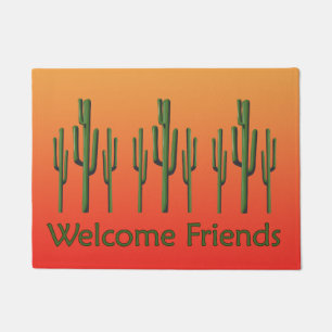 Paillasson Saguaro Cactus Désert Porte couché de soleil
