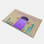 Paillasson Saguaro Cactus Style Sud-Ouest Nom Famille (Incliné)