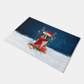 Paillasson Saint Bernard chien avec cadeaux de Noël (Incliné)