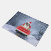 Paillasson Saint Bernard Dog en Neige assis Camion de Noël (Incliné)