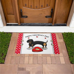 Paillasson Saint Valentin Dachshund (noir & bronzette) - Mign