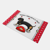 Paillasson Saint Valentin Dachshund (noir & bronzette) - Mign (Incliné)