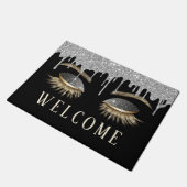 Paillasson Salon de beauté Lashes Silver Driver Black Welcome (Incliné)