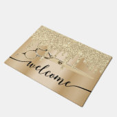 Paillasson Salon de cheveux gouttes d'or Ciseau doré Bienvenu (Incliné)