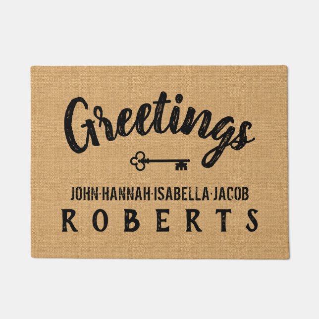 Paillasson Salutations Burlap Farmhouse Feedback sack Personn (Devant)