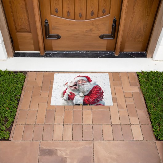 Paillasson Santa Claus et Pitbull Chien Chien Chien Chien (De plein air)