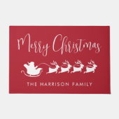 Paillasson Santas Sleigh Joyeux Noël Rouge (Devant)