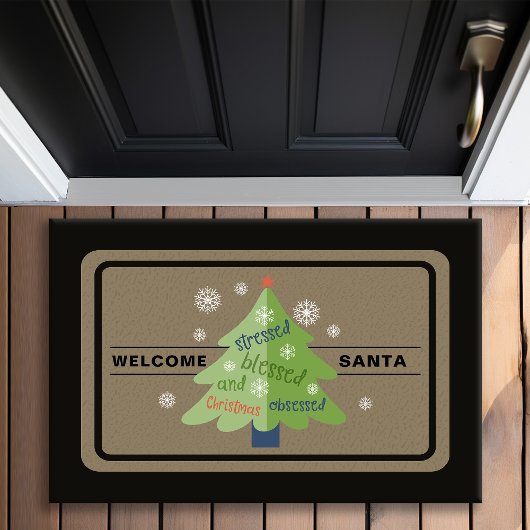 Paillasson Sapin de Noël Stressed, Blessed, Obsessed