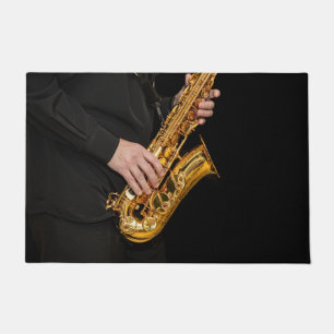 Paillasson Saxophone Player mains Saxophoniste jouant du jazz