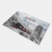 Paillasson Scène de Noël d'hiver du train vintage (Incliné)