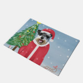 Paillasson Schnauzer Chien à Noël de neige (Incliné)