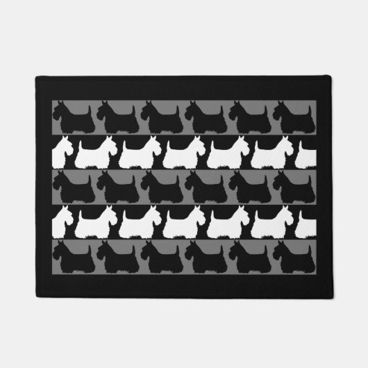 Paillasson Scottish Terrier chien noir/gris/blanc, rayures (Devant)