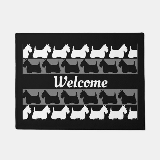 Paillasson Scottish Terrier chien noir/gris/blanc, rayures Do (Devant)