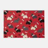 Paillasson Scottish Terrier Paws and Bones Red (Devant)