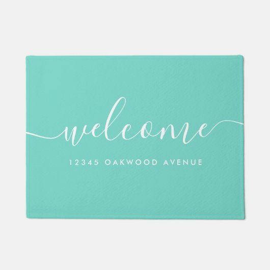 Paillasson Script de calligraphie moderne Bienvenue Adresse d (Devant)