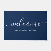 Paillasson Script de calligraphie moderne Bienvenue Nom de fa (Devant)