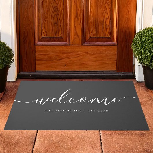 Paillasson Script de calligraphie moderne Bienvenue Nom de fa
