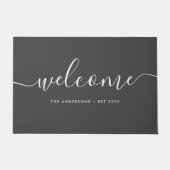 Paillasson Script de calligraphie moderne Bienvenue Nom de fa (Devant)