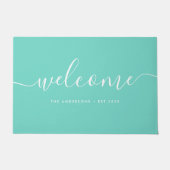 Paillasson Script de calligraphie moderne Bienvenue Nom de fa (Devant)