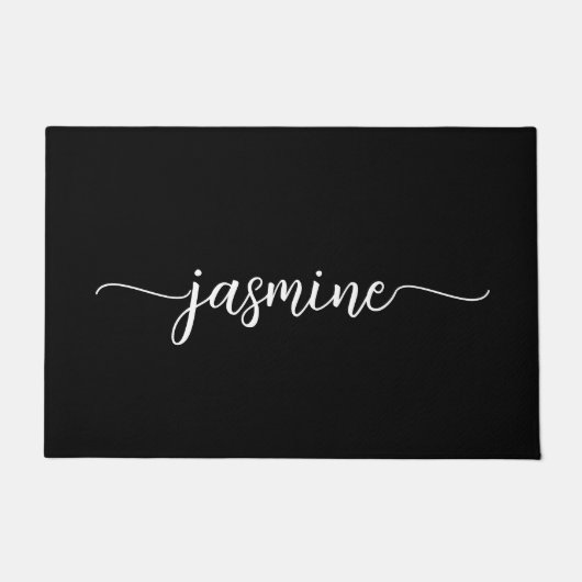 Paillasson Script de nom de monogramme personnalisé noir mini (Devant)