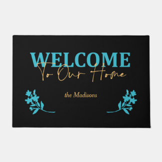 Paillasson Script manuscrit moderne et accueil floral