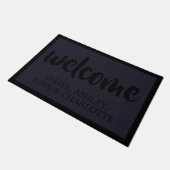 Paillasson Script moderne Bienvenue Black Navy Blue (Incliné)