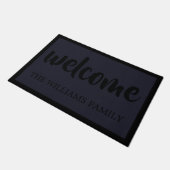 Paillasson Script moderne Bienvenue Black Navy Blue (Incliné)