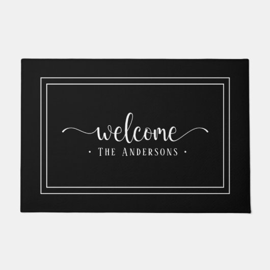 Paillasson Script moderne Black & White Welcome Famille/entre (Devant)
