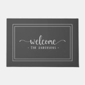 Paillasson Script moderne Grey & White Welcome Famille/entrep (Devant)