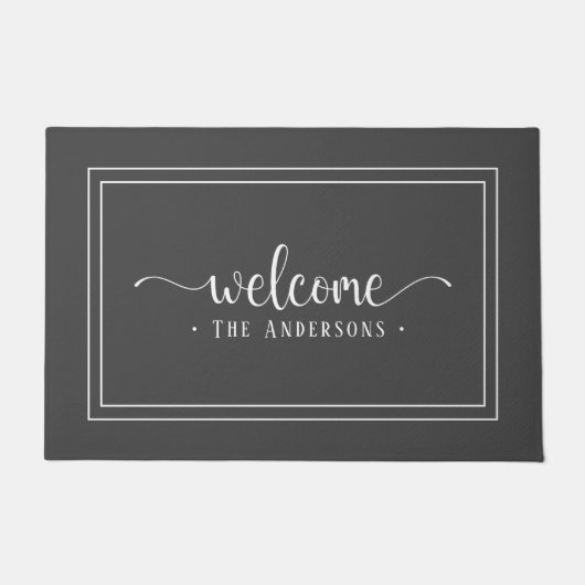 Paillasson Script moderne Grey & White Welcome Famille/entrep (Devant)