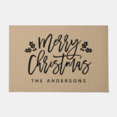Paillasson Script moderne Joyeux Noël personnalisé (Devant)