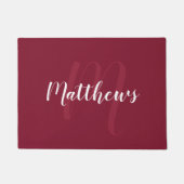 Paillasson Script moderne Monogramme personnalisé et nom de f (Devant)
