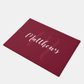 Paillasson Script moderne Monogramme personnalisé et nom de f (Incliné)