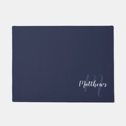 Paillasson Script moderne Monogramme personnalisé et nom de f (Devant)