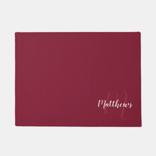 Paillasson Script moderne Monogramme personnalisé et nom de f (Devant)