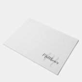 Paillasson Script moderne Monogramme personnalisé et nom de f (Incliné)