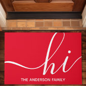 Paillasson Script rouge personnalisé Hi