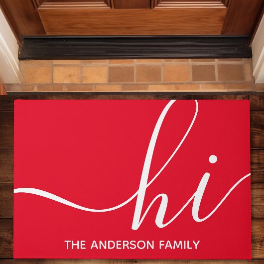 Paillasson Script rouge personnalisé Hi