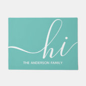 Paillasson Script Turquoise personnalisé Hi (Devant)